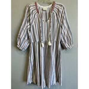 WRAP London Cotton Dress Womens Size Small Boho Peasant Cottagecore Tassels